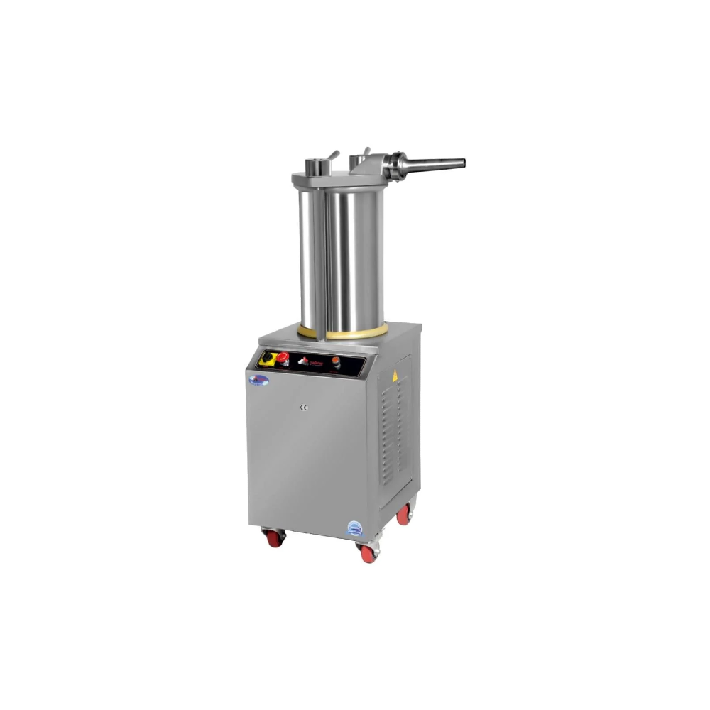 Çağdaş HSD Hidrolik Sucuk Dolum Makinesi, 304 Kalite, Komple Krom HSD240350Hidrolik sistem sayesinde hızlı dolum, yüksek verimlilik Basınç ayarı sayesinde güvenli operasyon Kolay sökülüp takılabilen doldurma kapağı Diz kontrolü basınç pedal sistemi Bakım gerektirmeyen kompakt dizayn Kolay temizlik 220 Volt Bu makine, dakikada 550 kg’ye kadar sucuk dolumu gerçekleştirirken, güçlü hidrolik sistemi ve paslanmaz gövdesi sayesinde uzun süreli operasyonlarda bile güvenilir performans sunar. Alet gerektirmeyen demonte dolum hunisi ve boru hattı, temizlik işlemlerini minimuma indirir. Endüstriyel üretim hatlarında Salça Makineleri ile aynı hijyen standartlarını karşılayacak şekilde tasarlanmıştır. Model / Kod HSD 240350 Kapasite 35 kg /sefer - 550 kg / saat Motor Gücü 1.1 kW / 1.5 Hp Voltaj 220V - 50 Hz Devir 2500 d / dak Ebatlar 110 x 55 x 55 cm Hacim 0.340 m3 Net Ağırlık 100kg